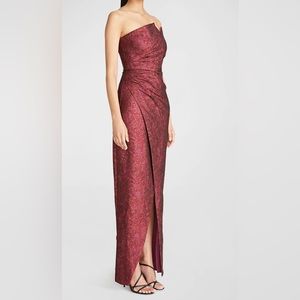 Theia
Harmony Asymmetric Strapless Jacquard Gown